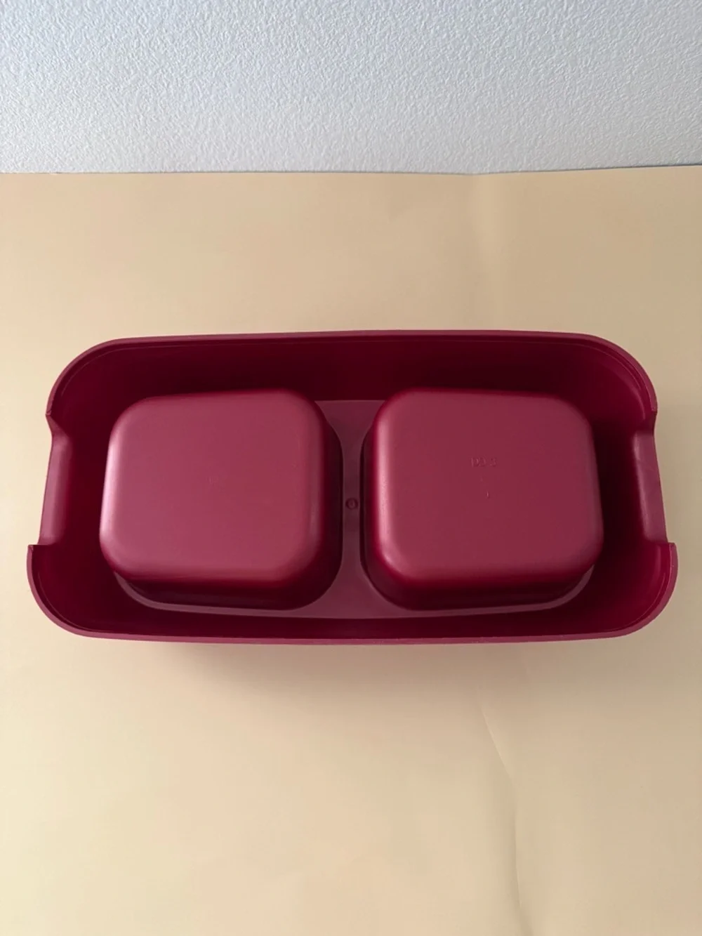 Double Feeding Bowl - Burgundy Plastic Pet Dishes